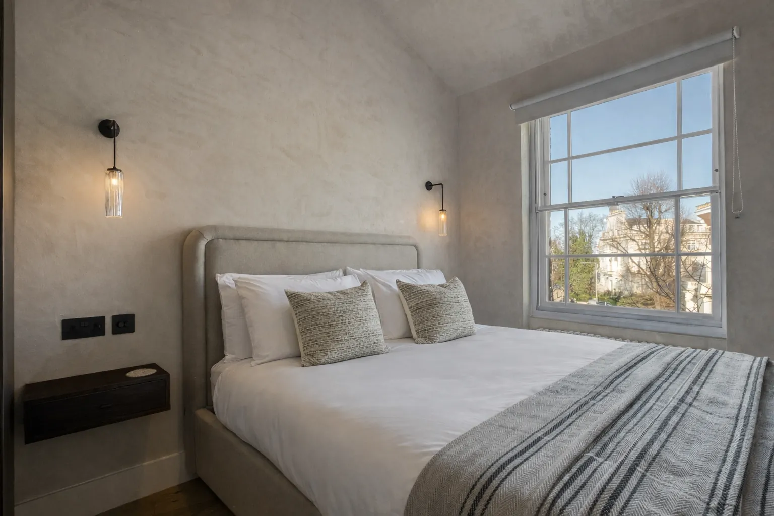 Bedroom design visual for the Notting Hill apartment, scheme five